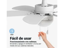 Ventilador de techo Geneva 6030W Universal Blue 50W 6 aspas reversibles blanco/natural Ø76 cm