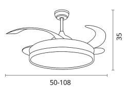 Ventilador de techo Kepler Bel Air 72W aspas retráctiles mando a distancia plata Ø108 cm
