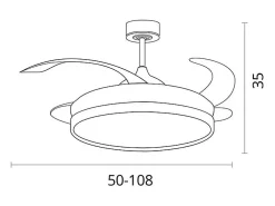 Ventilador de techo Kigali Bel Air 72W aspas retráctiles mando a distancia blanco/oro Ø108 cm