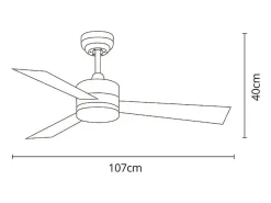 Ventilador de techo Kilim Shakespear 18W 3 aspas retráctiles plata Ø107 cm