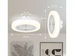 Ventilador de techo Manhattan Homcom luz LED + 6 velocidades blanco Ø46 cm