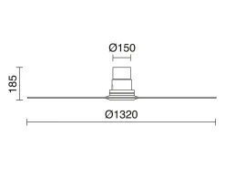 Ventilador de techo MISTRAL estilo moderno - motor DC - LED SMD 24W - K select - mando a distancia - sin luz -3 aspas - ø132 cm - acero y madera - arce