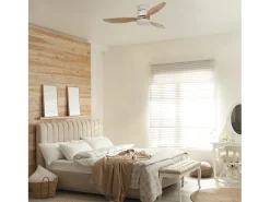 Ventilador de techo MISTRAL estilo moderno - motor DC - LED SMD 24W - K select - mando a distancia - luz -3 aspas - ø132 cm - acero y madera - arce