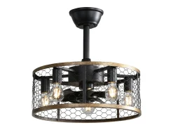 Ventilador de techo negro de 20 pulgadas - Ventilador de techo con 7 aspas de ABS y control remoto - para sala de estar y comedor