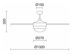 Ventilador de techo NICK estilo moderno y versátil- acero- blanco- 4 aspas- mando a distancia- E27 Máx. 2x 6W- IP20