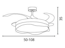Ventilador de techo Olas Bel Air 72W 4 aspas retráctiles con luz LED blanco/natural Ø108 cm