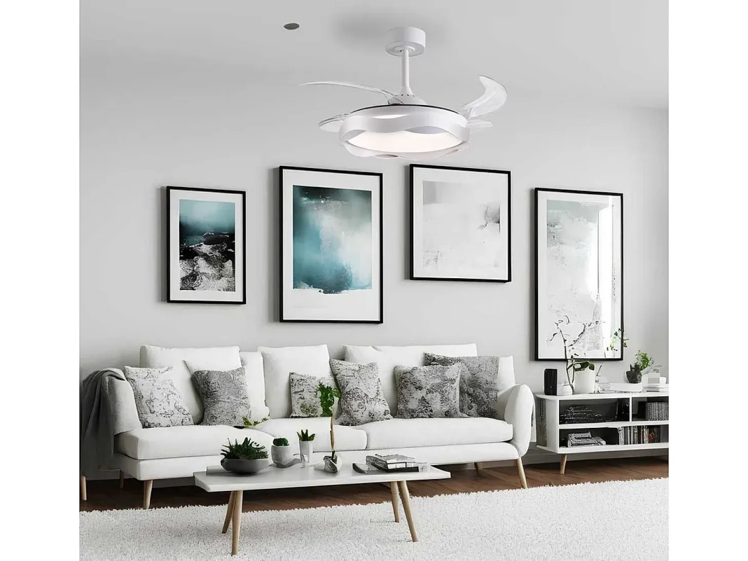 Ventilador de techo Ondas Bel Air 72W 4 aspas retráctiles con luz LED blanco Ø108 cm