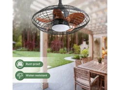 Ventilador de techo para exterior con LED, 20 pulgadas, motor de CC, 5 aspas de ABS, color negro, montaje colgante (50,8 x 50,8 x 47,5 cm)