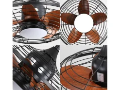 Ventilador de techo para exterior con LED, 20 pulgadas, motor de CC, 5 aspas de ABS, color negro, montaje colgante (50,8 x 50,8 x 47,5 cm)