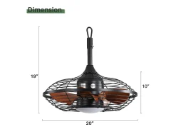 Ventilador de techo para exterior con LED, 20 pulgadas, motor de CC, 5 aspas de ABS, color negro, montaje colgante (50,8 x 50,8 x 47,5 cm)