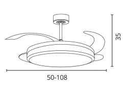 Ventilador de techo Riga Bel Air 72W 4 aspas retráctiles con luz LED blanco Ø108 cm