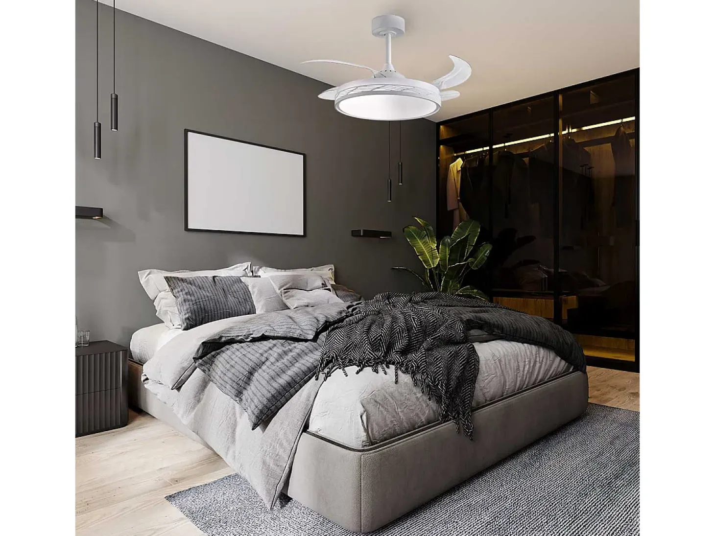 Ventilador de techo Riga Bel Air 72W 4 aspas retráctiles con luz blanco/plata LED Ø108 cm