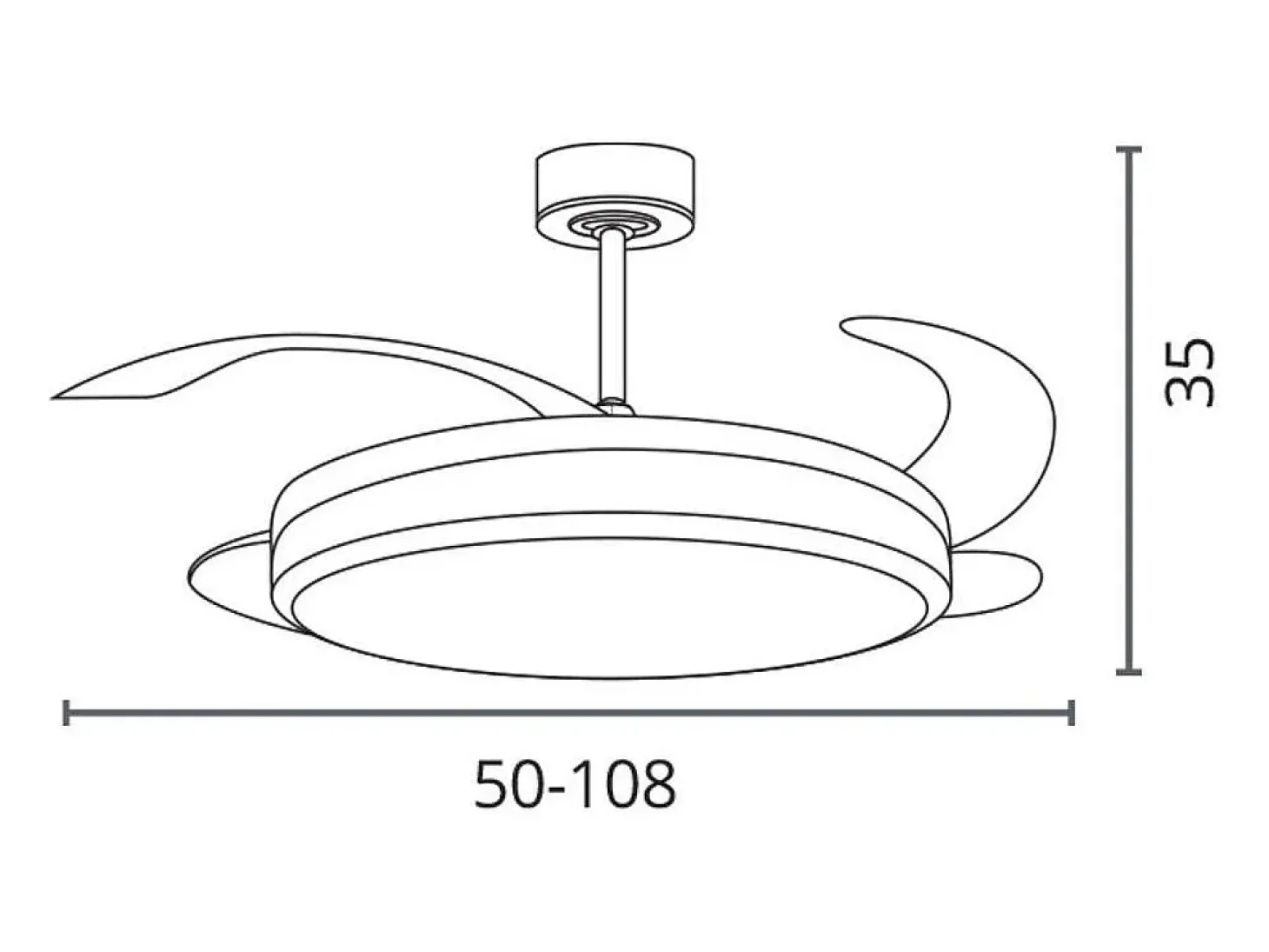 Ventilador de techo Riga Bel Air 72W 4 aspas retráctiles con luz blanco/plata LED Ø108 cm