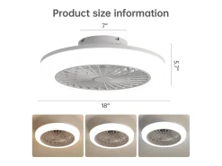 Ventilador de techo sin aspas con luz y control remoto, diseño moderno, ABS, blanco, montaje empotrado (45,7 x 45,7 x 14,5 cm)