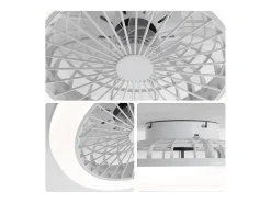 Ventilador de techo sin aspas con luz y control remoto, diseño moderno, ABS, blanco, montaje empotrado (45,7 x 45,7 x 14,5 cm)