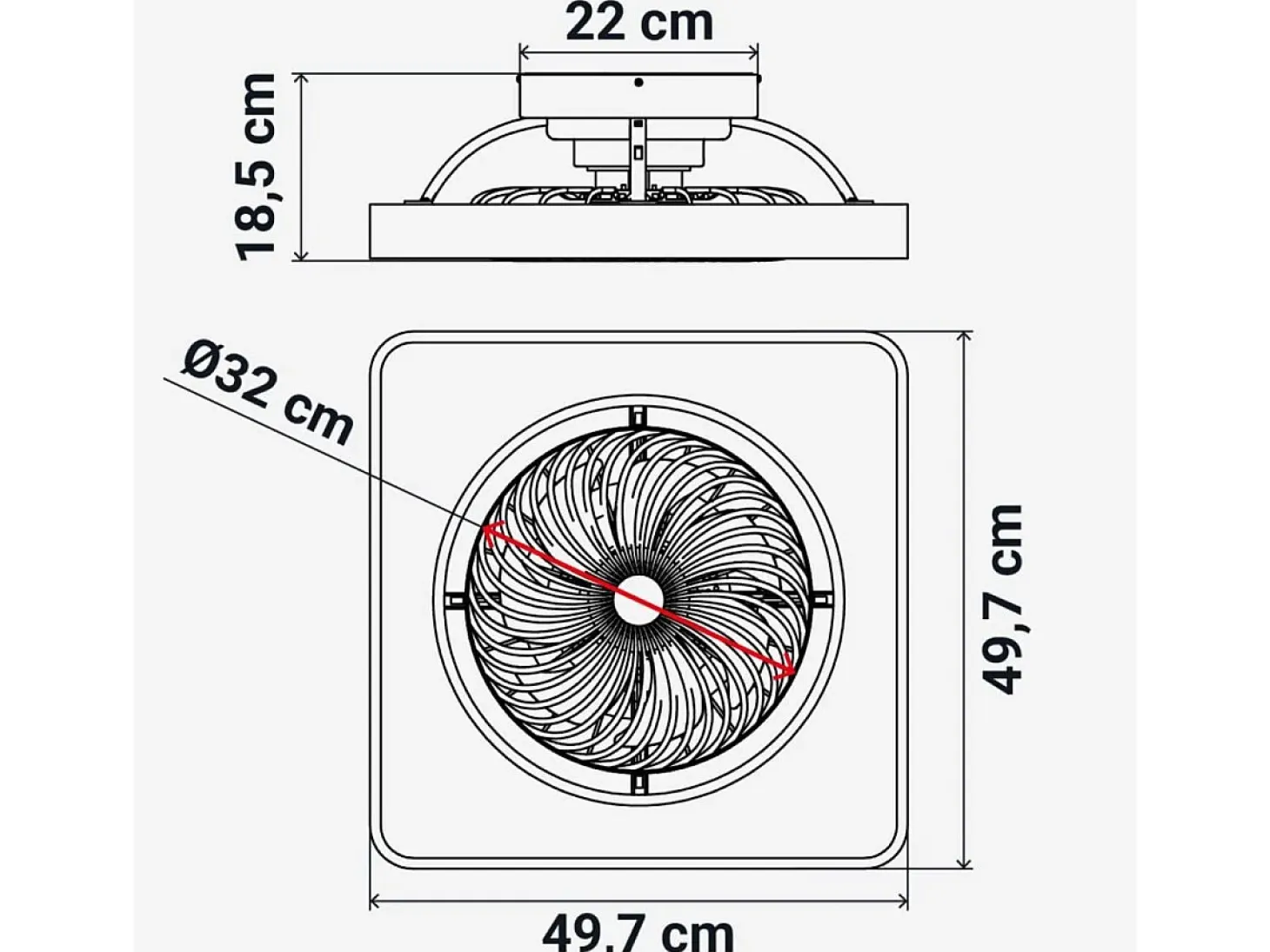 Ventilador de techo Solano 36W aspas ocultas mando a distancia blanco Ø48 cm