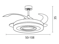 Ventilador de techo Tebe Bel Air 4 aspas retráctiles + mando a distancia blanco Ø108 cm