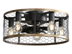 Ventilador de techo tipo jaula - Ventilador de techo empotrado con 7 aspas de ABS y luz - Ajuste de 6 velocidades