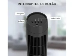Ventilador de torre Homcom 45W 3 velocidades oscilante negro 75 cm