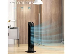 Ventilador de torre Homcom 45W 3 velocidades oscilante negro 75 cm