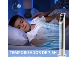 Ventilador de torre Jose Homcom 40W oscilante + 3 velocidades + control remoto blanco 78,5 cm