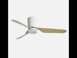 Ventilador LED blanco/haya, 6 vel., con mando, memoria y temporizador