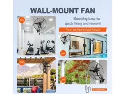Ventilador Nebulizador SucceBuy de 74,9 CM, 9500 CFM, 3 Velocidades, para Montaje en Pared