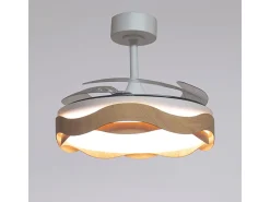 Ventilador Ondas 72W 4 aspas retráctiles blanco/natural Ø108 cm