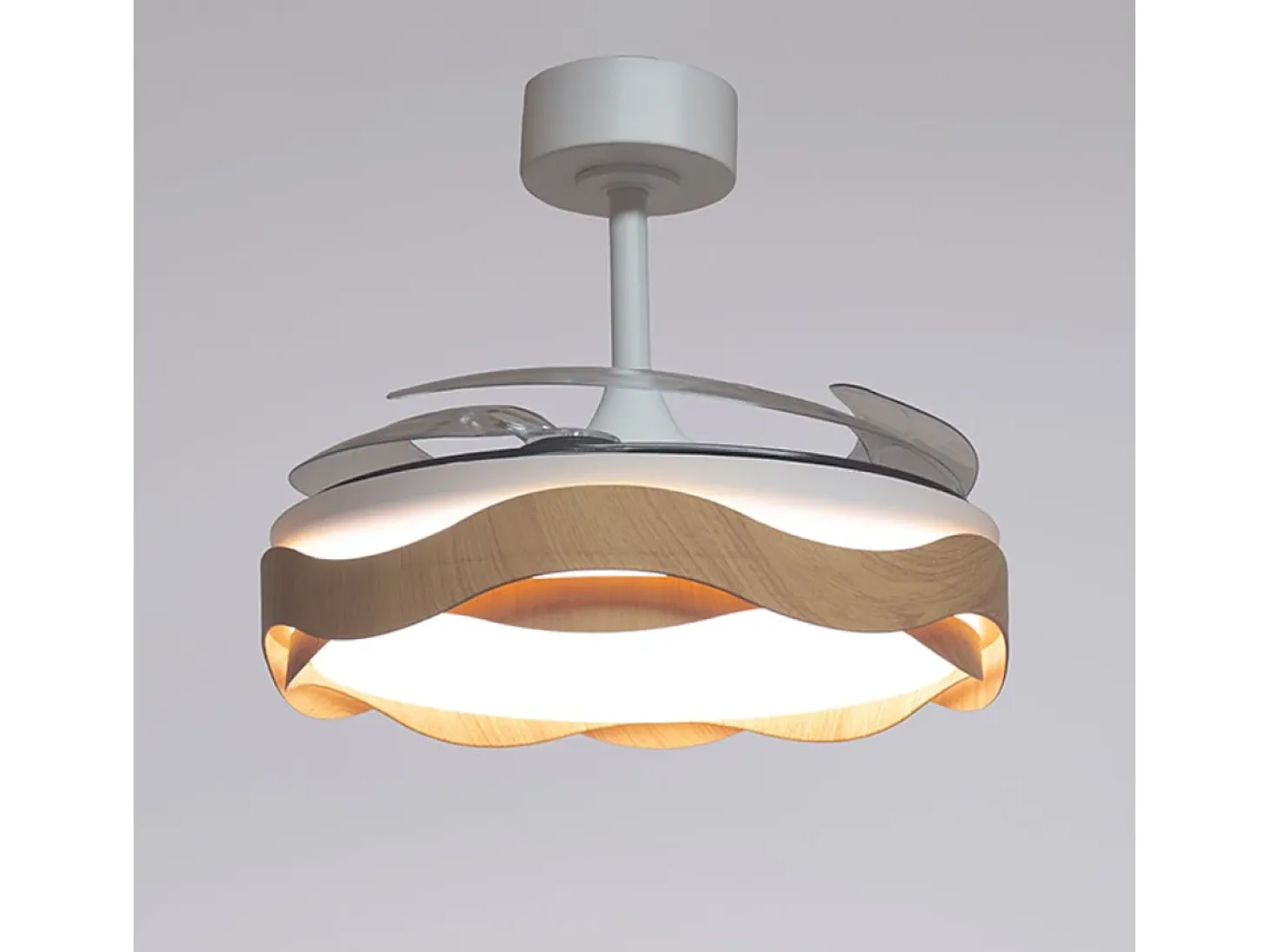 Ventilador Ondas 72W 4 aspas retráctiles blanco/natural Ø108 cm