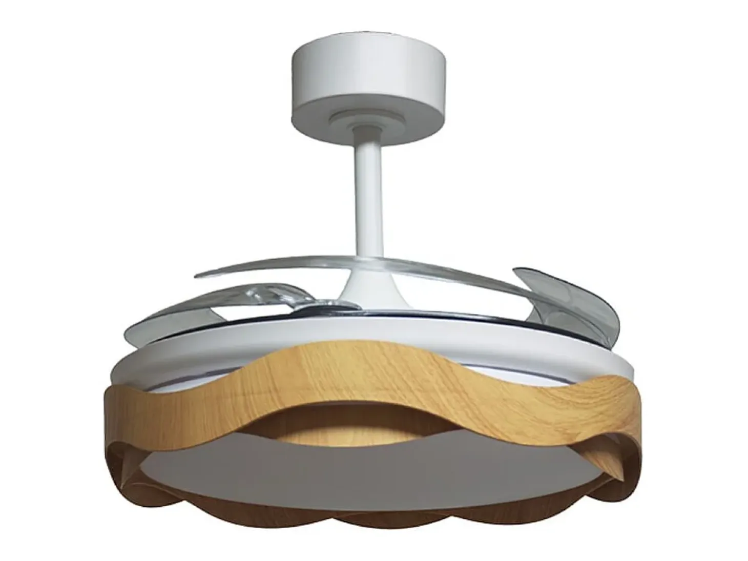 Ventilador Ondas 72W 4 aspas retráctiles blanco/natural Ø108 cm