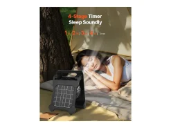 Ventilador Solar SucceBuy Portátil Recargable 10000 mAh con Iluminación LED, Panel Solar Plegable 4 W, 4 Velocidades, Temporizador, Alimentación USB