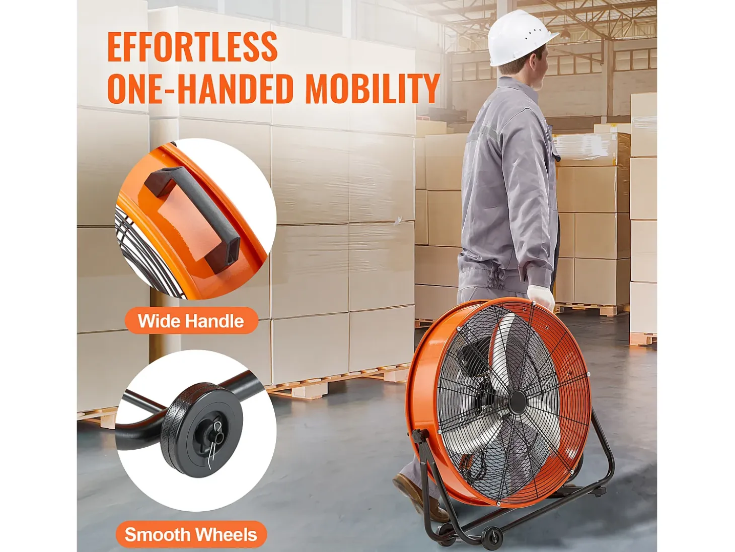 Ventilador SucceBuy de Tambor Industrial de 61 cm con Temporizador Conveniente y 3 Velocidades Ajustables - Perfecto para Grandes Espacios como Almacenes y Garajes