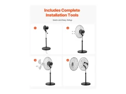 Ventilador SucceBuy 570mm Ventilador de Pie con 3 Velocidades, Ajustable en Altura 110,5-138cm