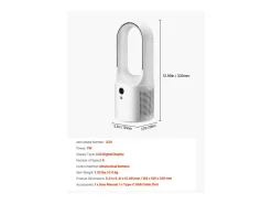 Ventilador SucceBuy Portátil de Escritorio sin Palas 33cm, Ventilador de Mesa Silencioso con 6 Velocidades para Dormitorio y Oficina