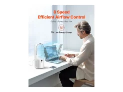 Ventilador SucceBuy Portátil de Escritorio sin Palas 33cm, Ventilador de Mesa Silencioso con 6 Velocidades para Dormitorio y Oficina