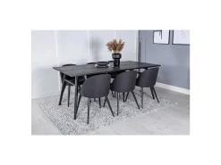 Venture Home Sillas de comedor 2 uds Velvet poliéster negro