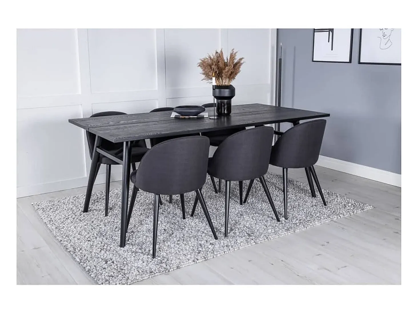 Venture Home Sillas de comedor 2 uds Velvet poliéster negro