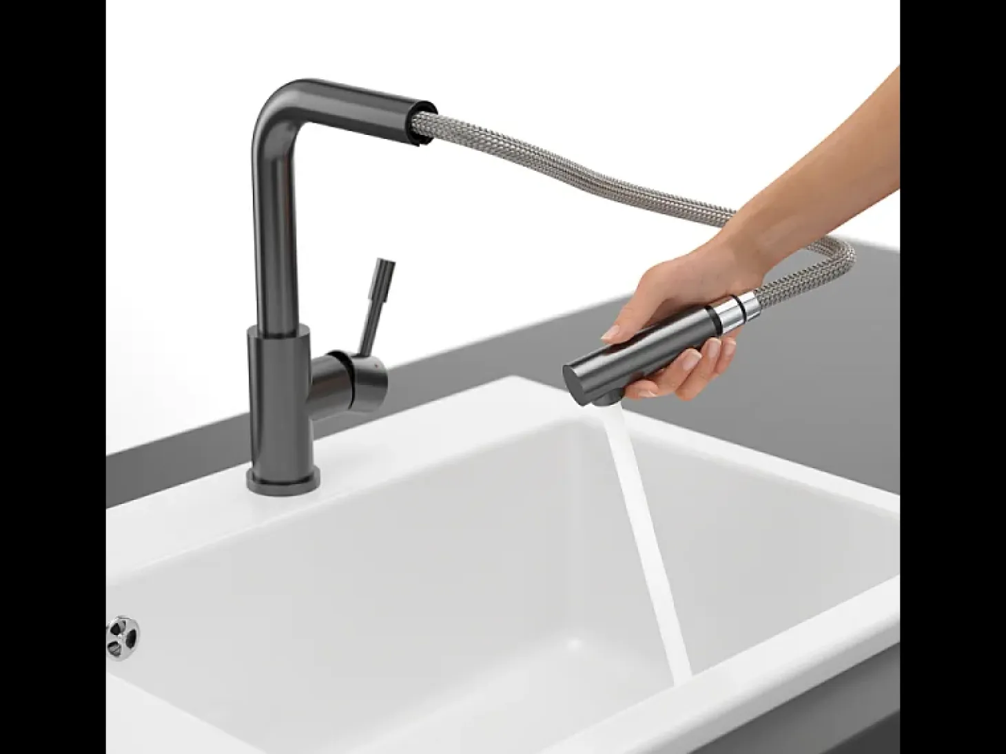 VILLEROY ET BOCH Grifo de cocina para ducha de acero antracita