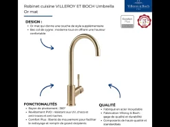 VILLEROY ET BOCH Grifo de cocina paraguas dorado mate