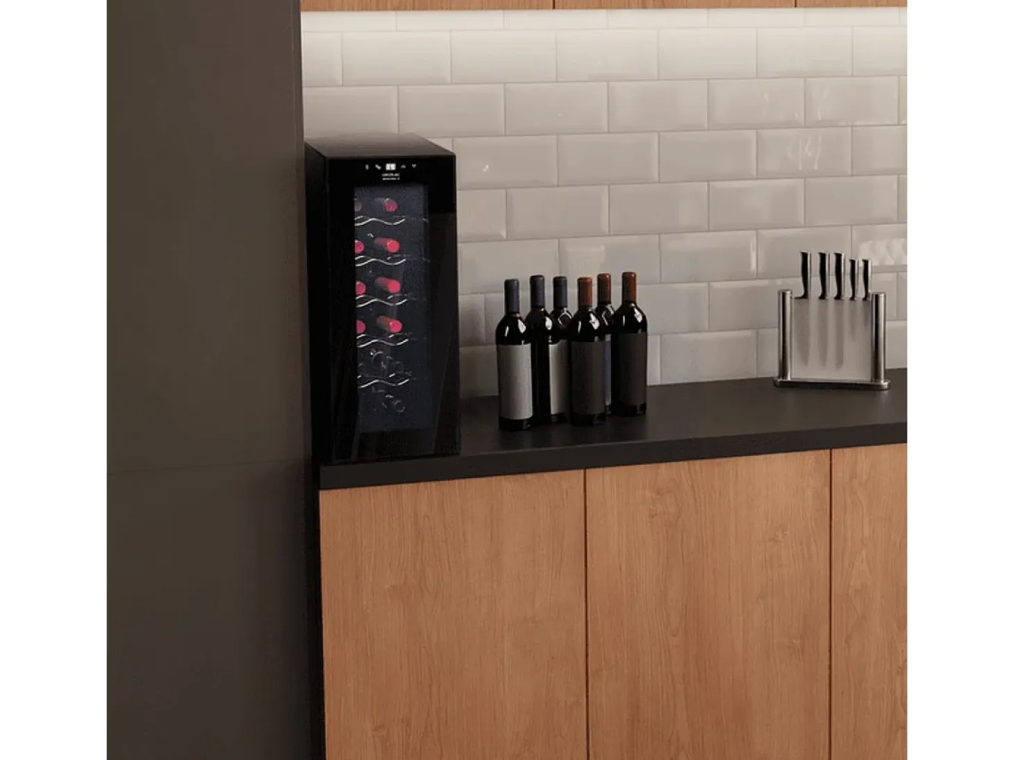 Vinoteca Cecotec Bolero GrandSommelier 1250 CoolCrystal 12 botellas con luz LED E negro 64,5 cm