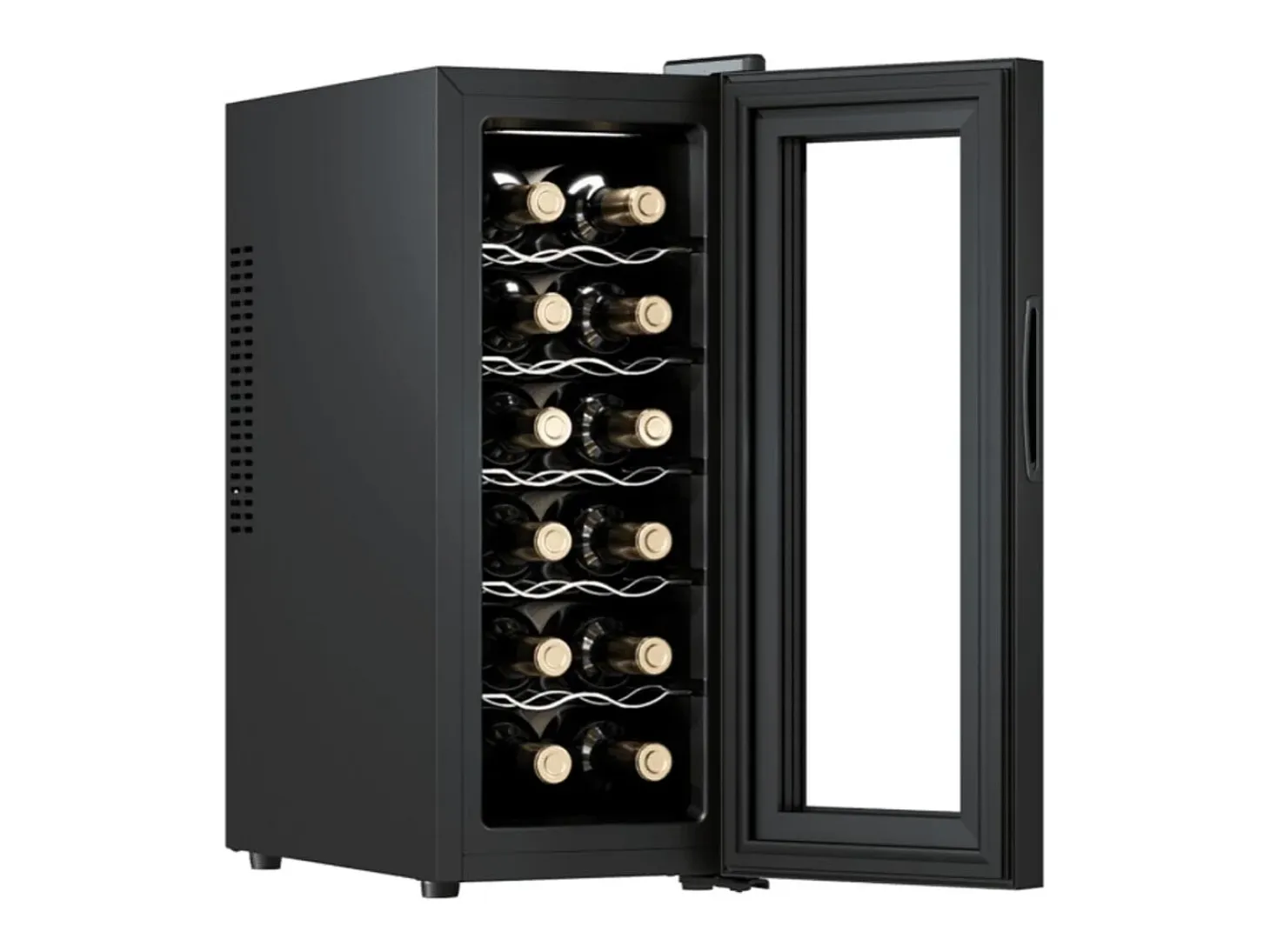 Vinoteca Cecotec Bolero GrandSommelier 1250 CoolCrystal 12 botellas con luz LED E negro 64,5 cm