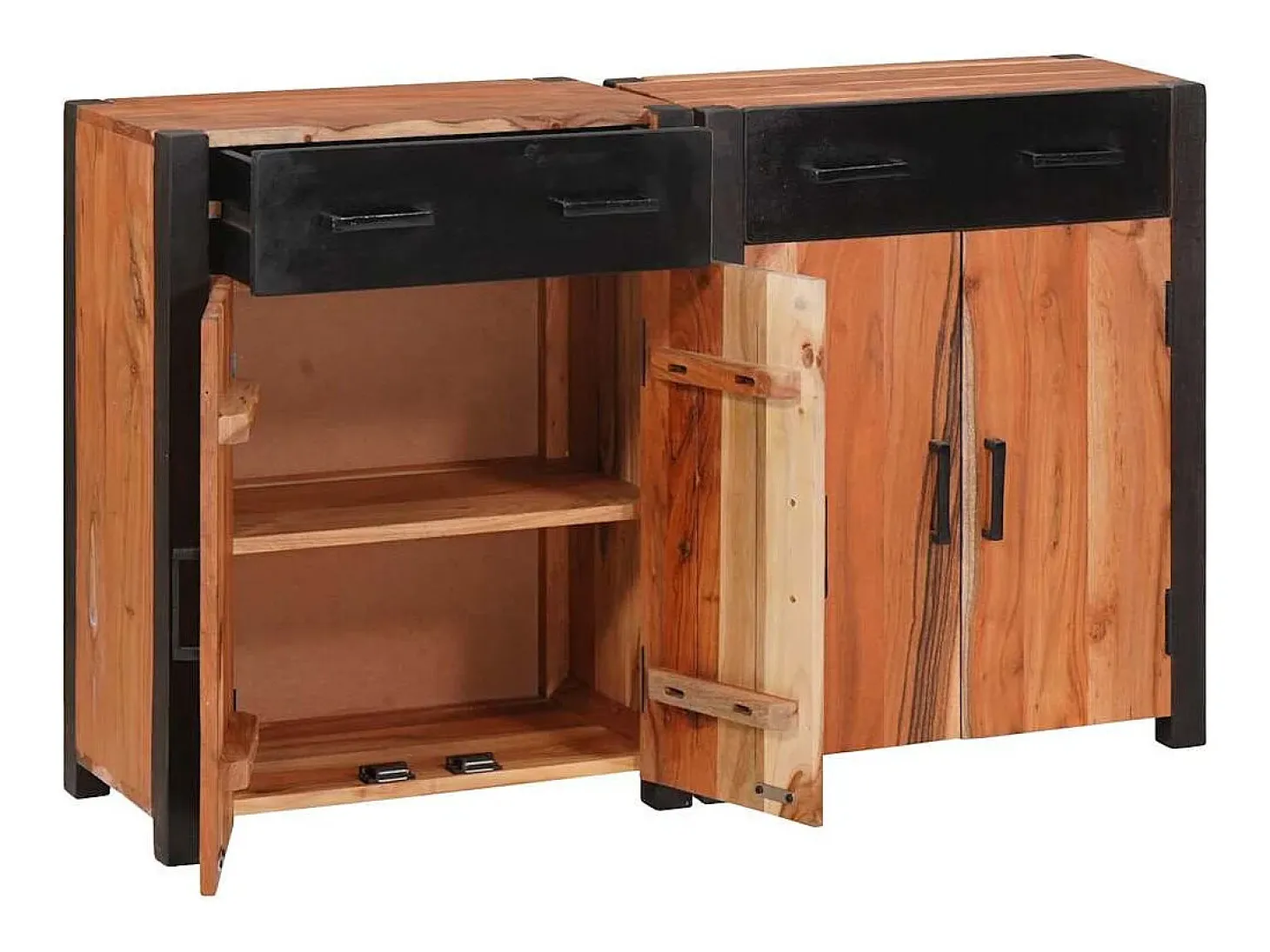 Vitrina 2 piezas Marrón 110 x 30 x 75 cm Madera maciza de Acacia