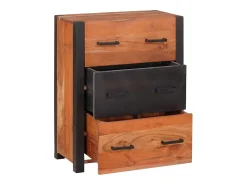 Vitrina 3 piezas Marrón 55 x 30 x 75 cm Madera maciza de Acacia