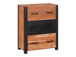 Vitrina 3 piezas Marrón 55 x 30 x 75 cm Madera maciza de Acacia