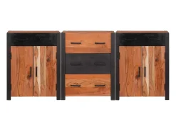 Vitrina 3 piezas Marrón 165 x 30 x 75 cm Madera maciza de Acacia