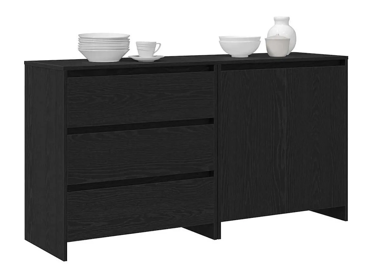 Vitrina 2 piezas Negro 70 x 41 x 75 cm Madera contrachapada