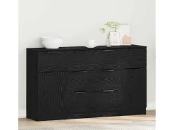Vitrina 3 piezas Roble negro 121 x 30 x 70 cm Madera contrachapada
