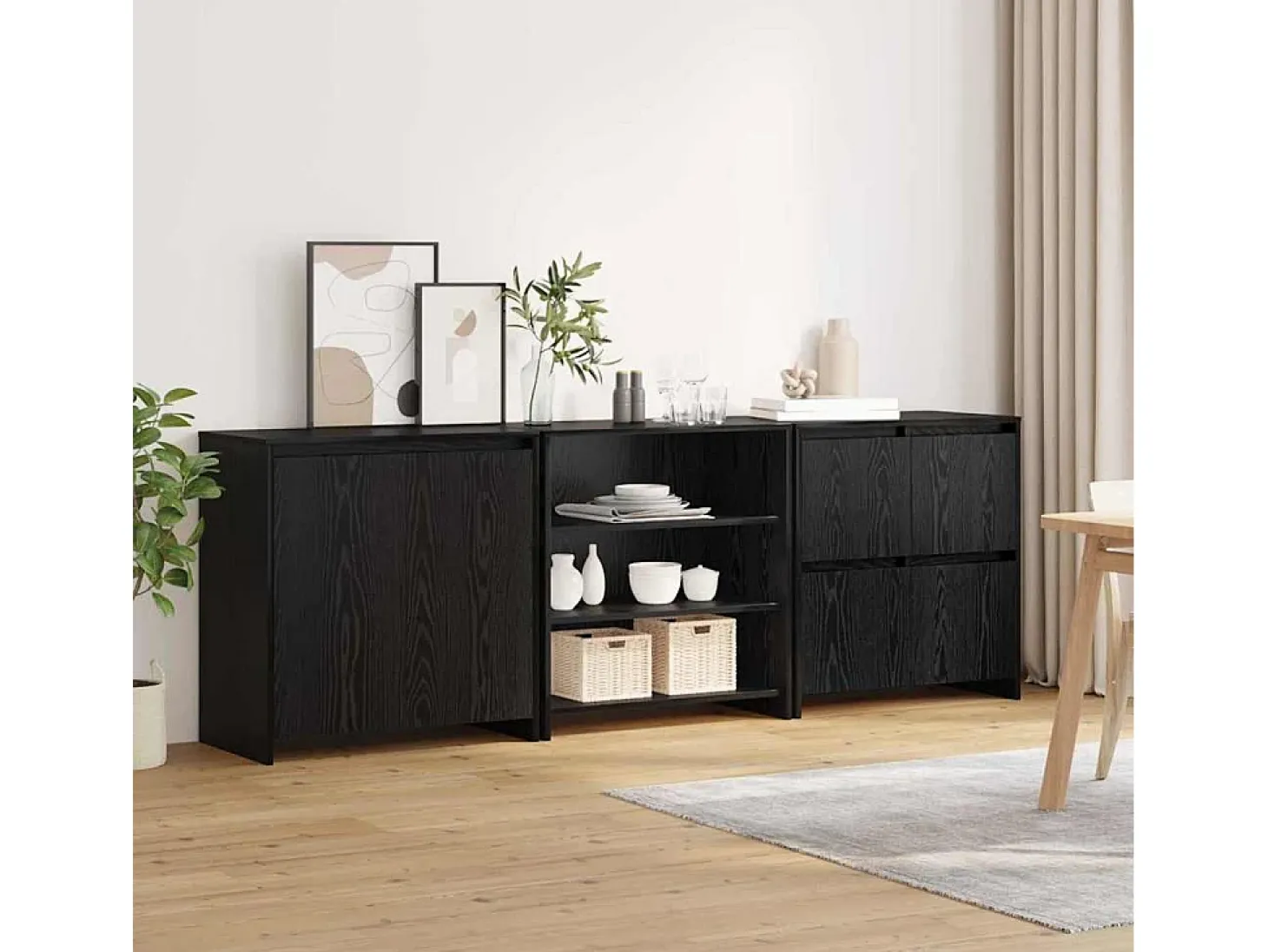 Vitrina 3 piezas Roble negro 70 x 41 x 75 cm Madera contrachapada