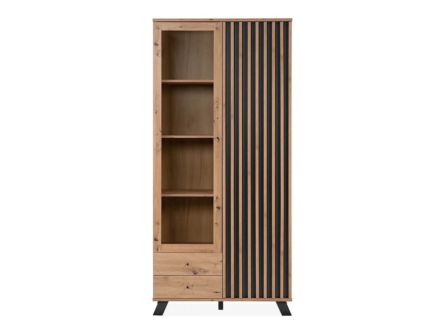 Vitrina 2 Puertas y 2 Cajones Decoración Roble L92 cm - Lublin