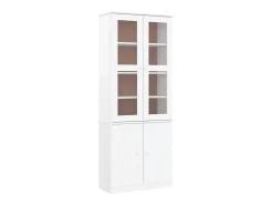 Vitrina ALTA de cristal blanco 77x35x186,5 cm madera maciza de pino